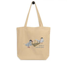 Organic Cotton Tote Bag with Two Birds on Boat and Text