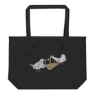 Organic cotton tote bag with two pigeons design