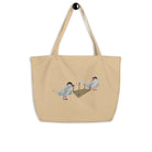 Organic Cotton Tote Bag with Two Birds on Boat Design