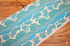 Hand designed Japanese Chiyogami decorative fabric runner with blue floral prints