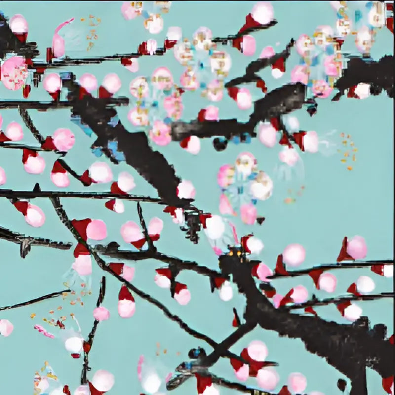 Blooming cherry blossom branches in Japanese Chiyogami hand designed prints on lampshade strip