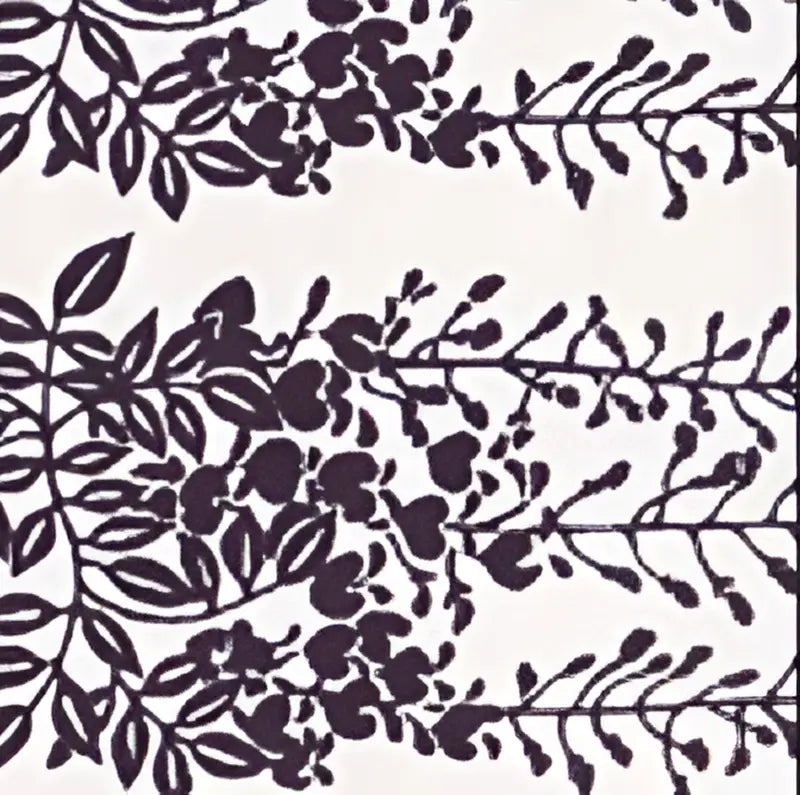 Floral pattern with black silhouettes on white from Japanese Chiyogami hand designed prints