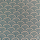 Repeating teal and beige semicircles in a Japanese Chiyogami hand-designed print