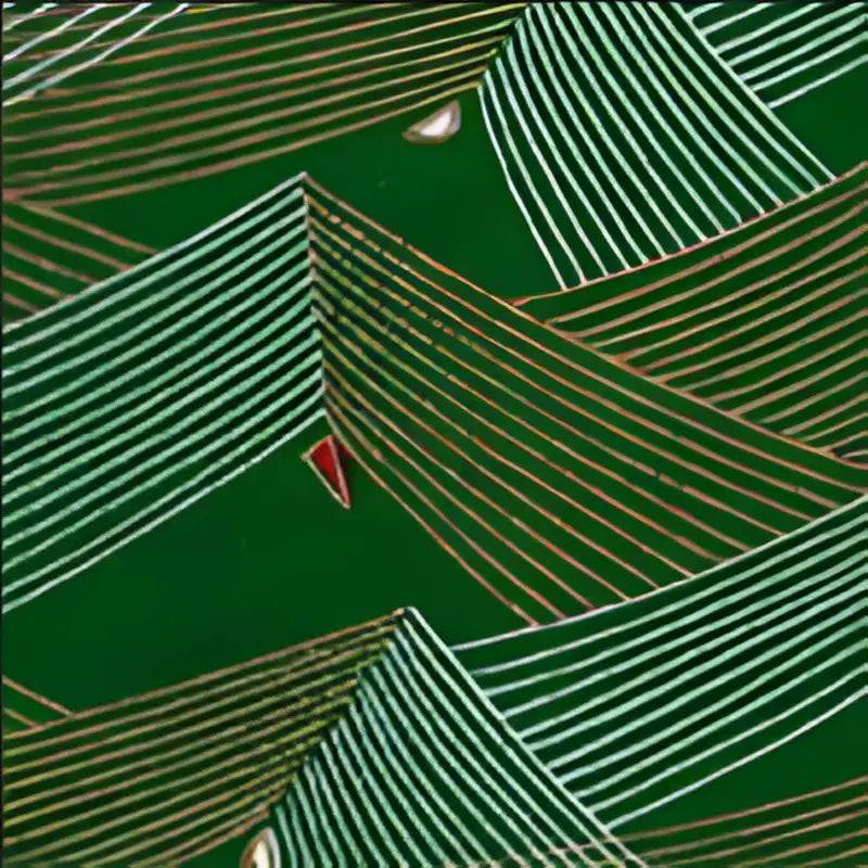 Aerial view of agricultural fields showcasing geometric patterns in Japanese Chiyogami prints