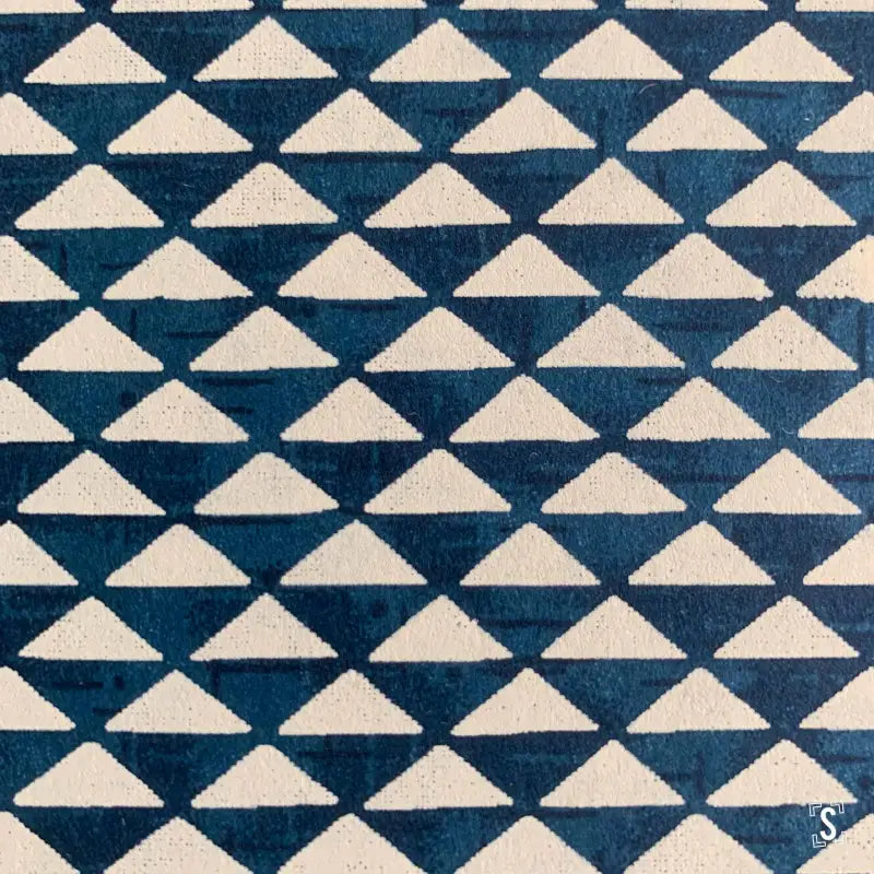 Geometric pattern of white triangles on navy blue in Japanese Chiyogami hand designed prints