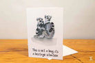 Ring-Tailed Lemurs - Greeting Card - A5 - This is Not a Hug, it's a Hostage Situation - SQUUSHED