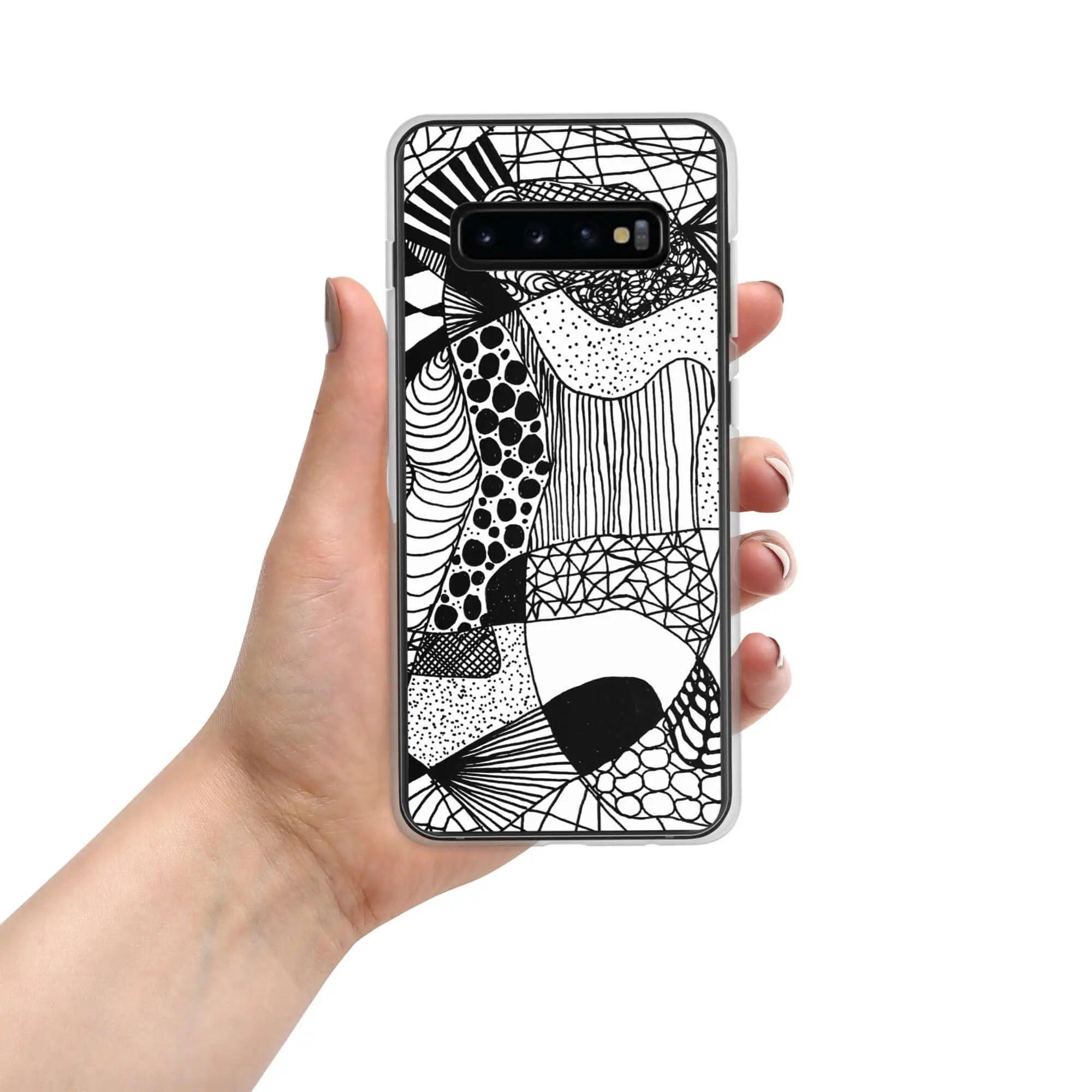 Samsung Graphic Abstract Phone Case in Black and White Pattern