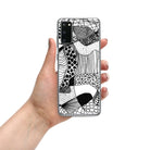 Samsung phone case with black and white abstract design