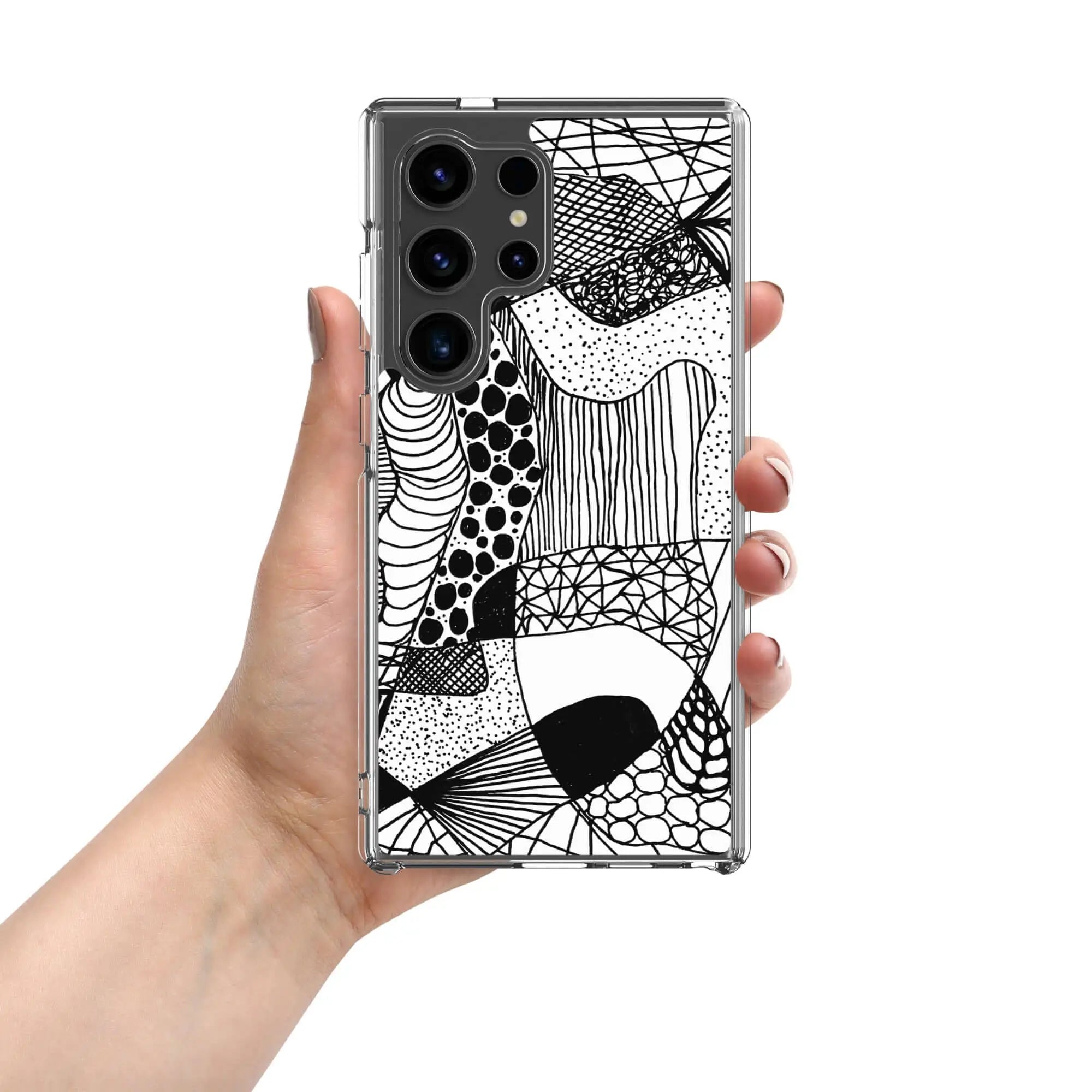 Samsung graphic abstract phone case in black and white