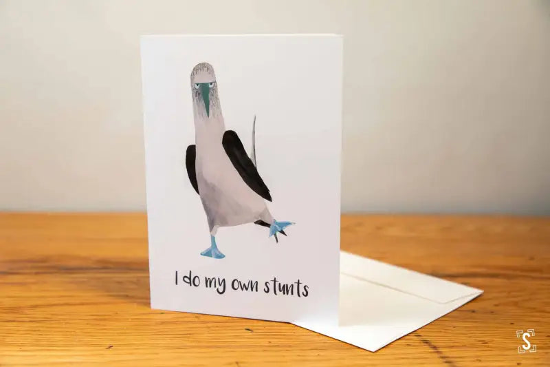 Sassy Booby - Greeting Card - A5 - I Do My Own Stunts - SQUUSHED