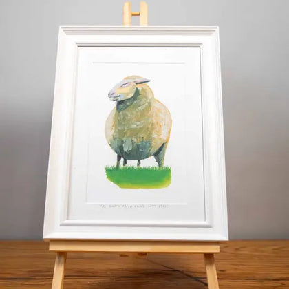 Sheep - Framed Print - 26cm x 35cm