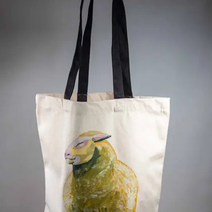 Sheep - Tote Bag - Organic Cotton - Black Handles - 38cm x 42cm
