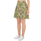 Skater skirt with green abstract pattern for women