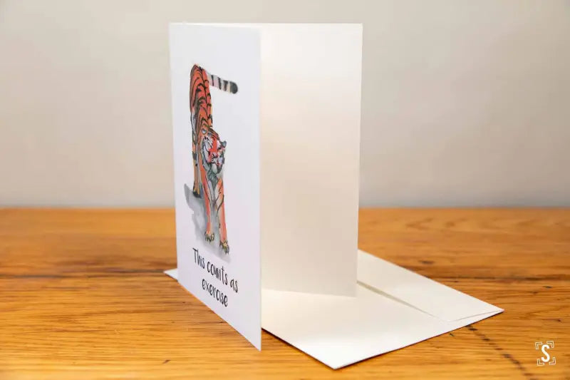 Tiger - Greeting Card - A5 - This Counts as Exercise - SQUUSHED