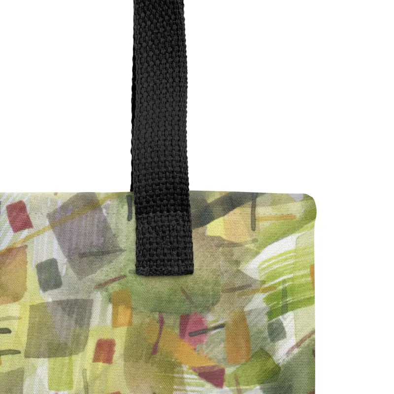 Colorful abstract painting tote bag featuring a hand designed green abstract theme