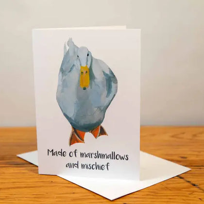 White Duck - Greeting Card - A5 - Made of Marshmallows and Mischief