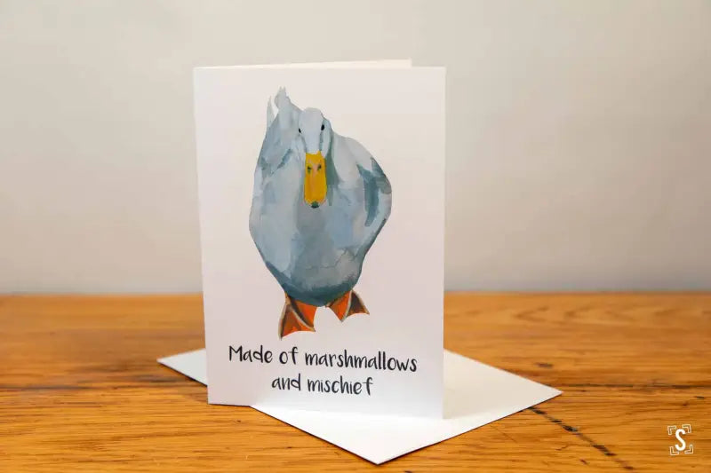 White Duck - Greeting Card - A5 - Made of Marshmallows and Mischief - SQUUSHED